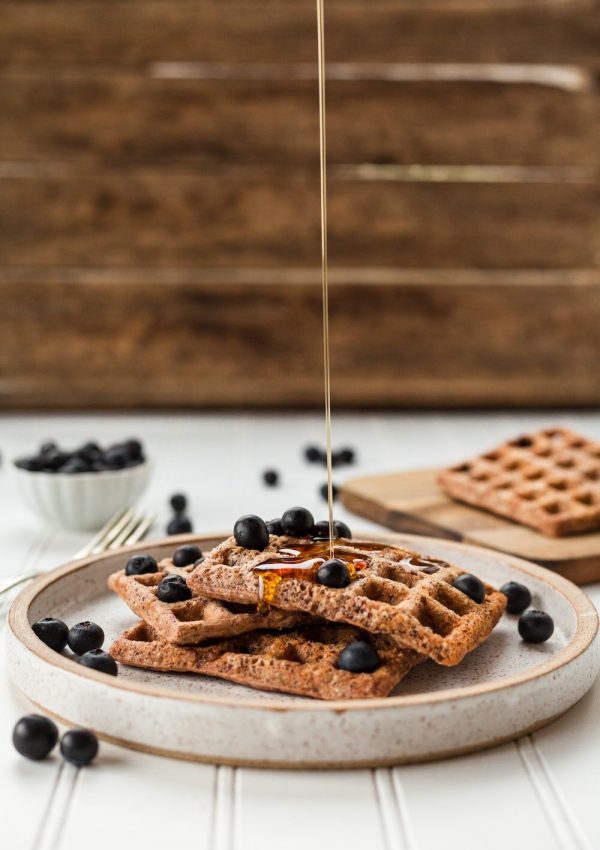 Waffles with Maple Syrup and Berries