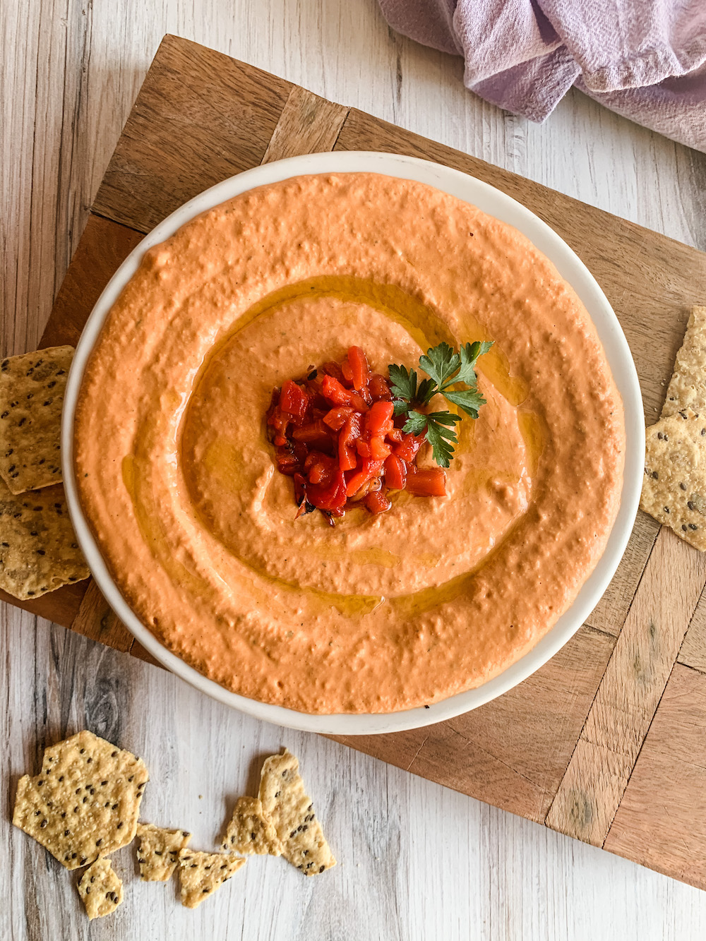 Red Pepper Hummus with Chips