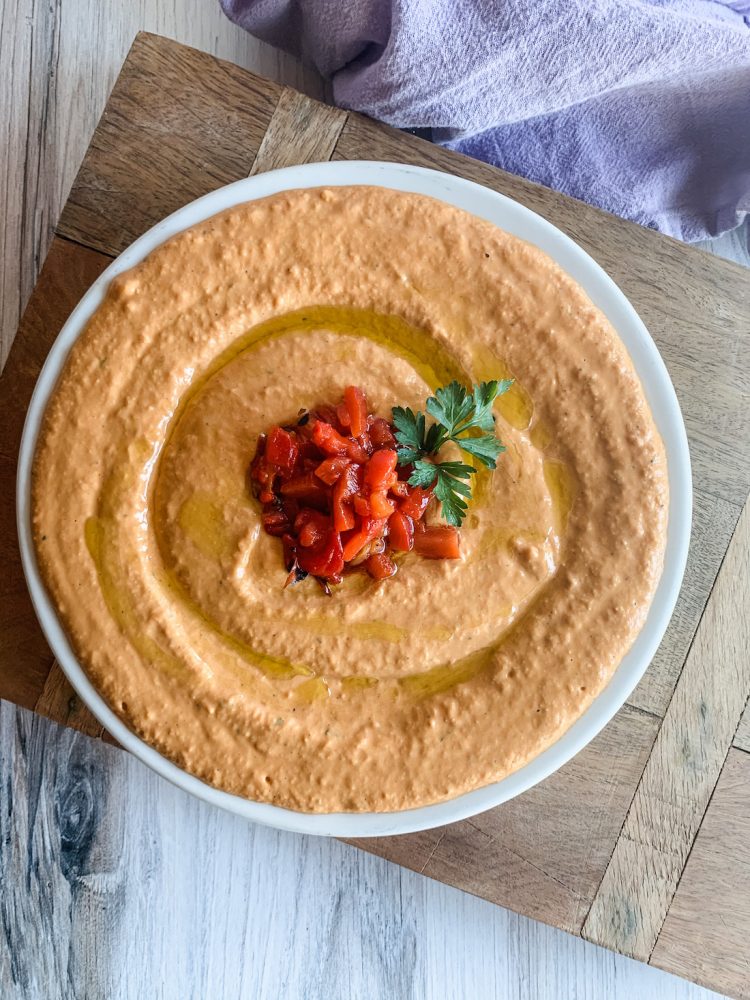 UltraCreamy Roasted Red Pepper Hummus Recipe A Nourishing Plate