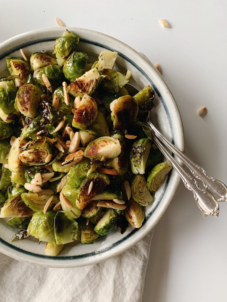 Plate with Brussels sprouts salad
