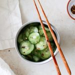 a bowl of spicy asian cucumber salad