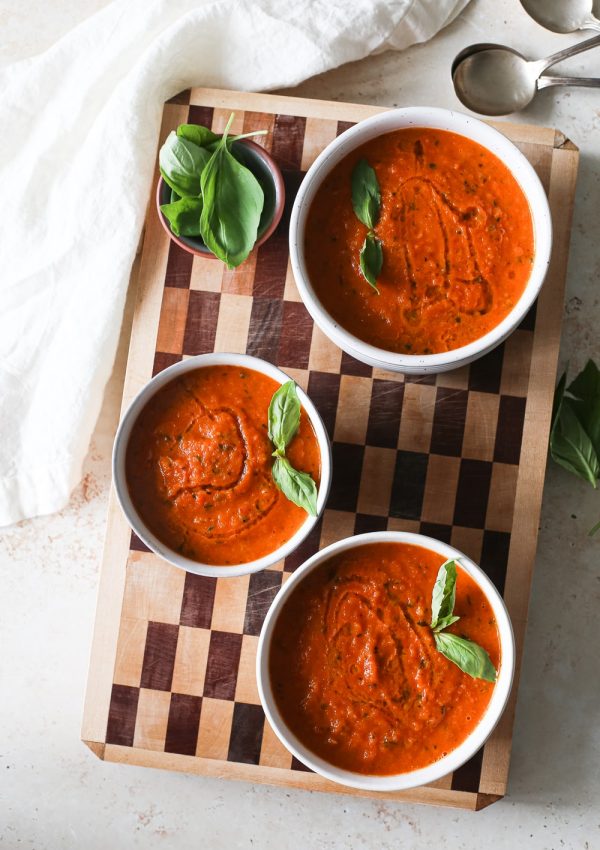 Dairy-Free Roasted Tomato Soup With Basil