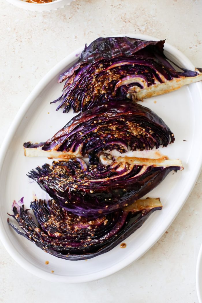 Roasted Red Cabbage Wedges W/ Smoky Mustard Dressing A Nourishing Plate