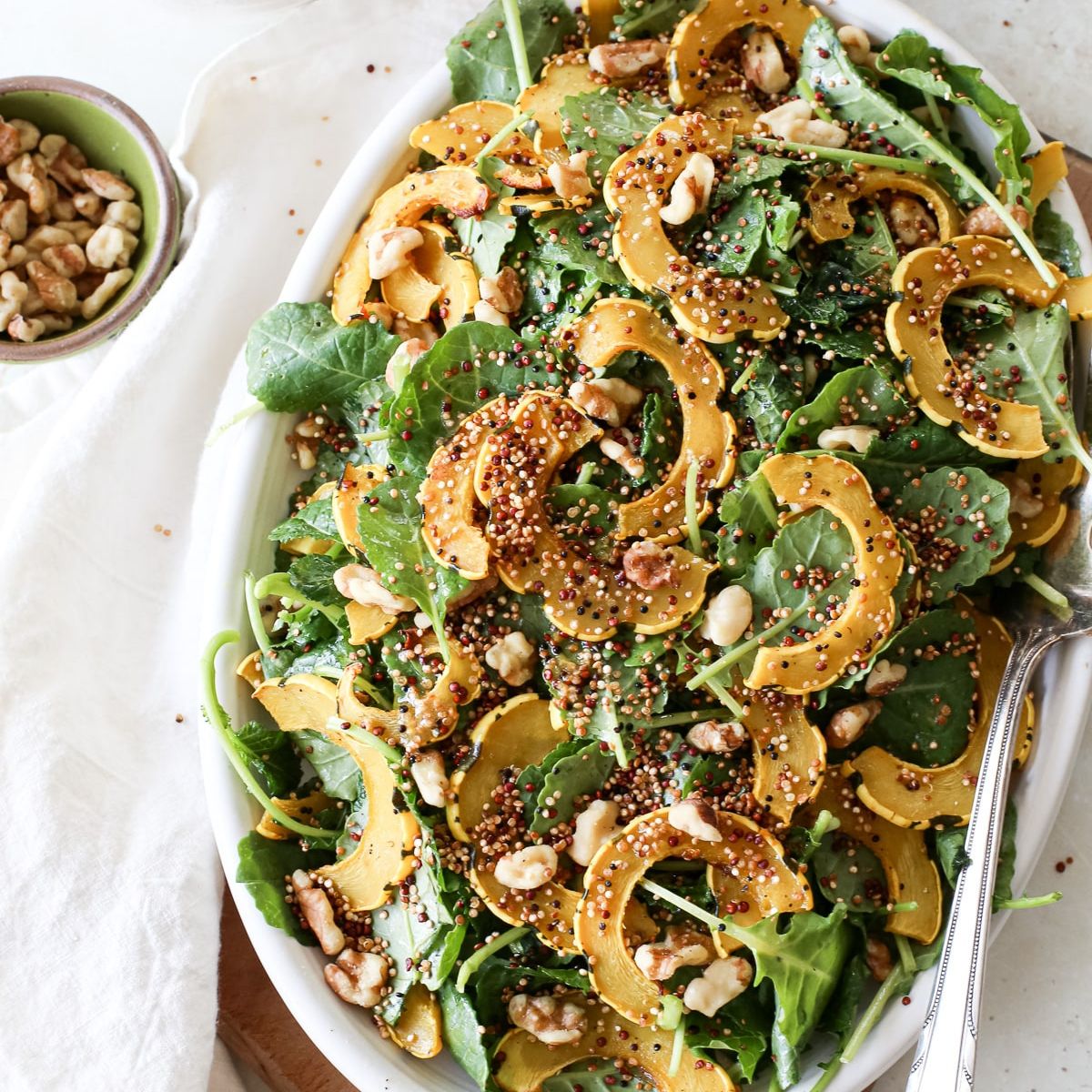 Baby Kale Salad With Crispy Quinoa & Squash A Nourishing Plate